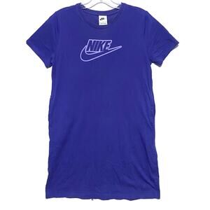 Nike Tee Shirt Dress Futura Spell Out Swoosh Purple Pockets Girls XL Cotton